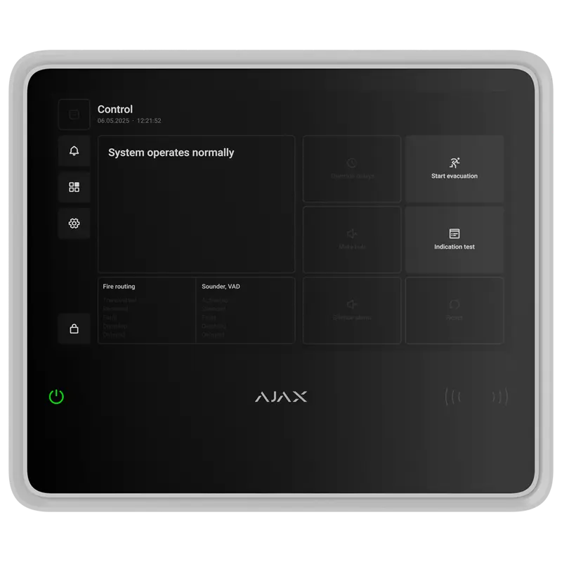 AJAX AJ-EN54-FIREHUB-W - Central inalámbrica de incendios - Pantalla táctil 10.1″ - Normativa europea sistemas PCI