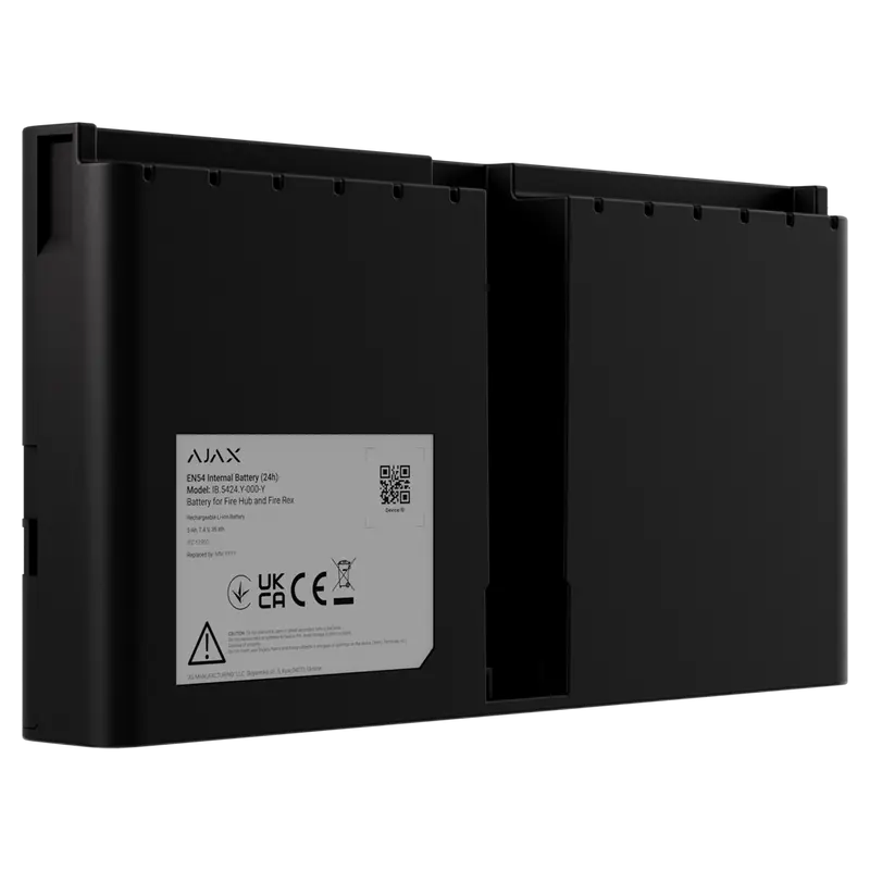 AJAX AJ-EN54-INTERNALBATTERY-24H-B - Batería Li-ion recargable (7.4 V/5 Ah) - Para AJ-EN54-FIREHUB y AJ-EN54-FIREREX - Duración 24h - Color negro
