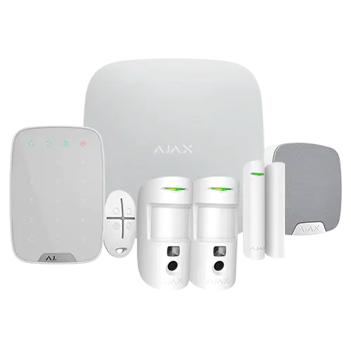 AJAX AJ-HUB2KIT-DP-PRO-W - Kit de alarma profesional - Certificado Grado 2 - Comunicación Ethernet y dual SIM GPRS