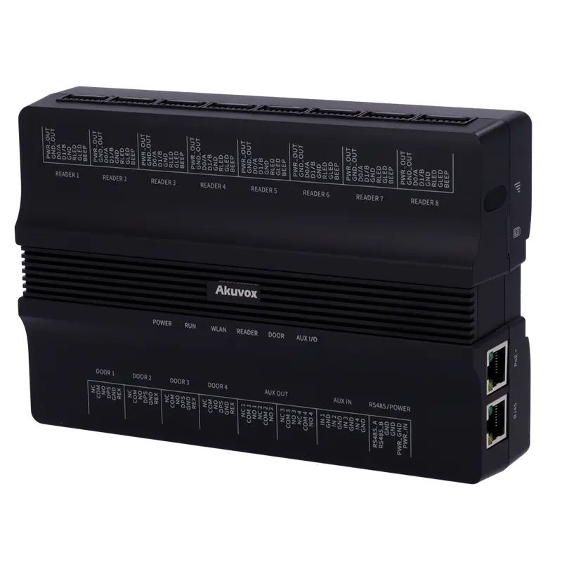 AKUVOX AK-A095-LTE - Controladora de acceso PoE - Tarjeta, QR y PIN - 100.000 usuarios - 200.000 registros - 8 lectores por Wiegand