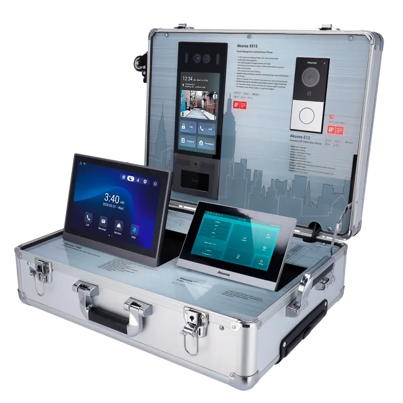 AKUVOX AK-DEMOKIT - Maletín de exposición - Videoporteros Akuvox - Router WiFi y switch PoE - Licencia grauita Akuvox Cloud Services