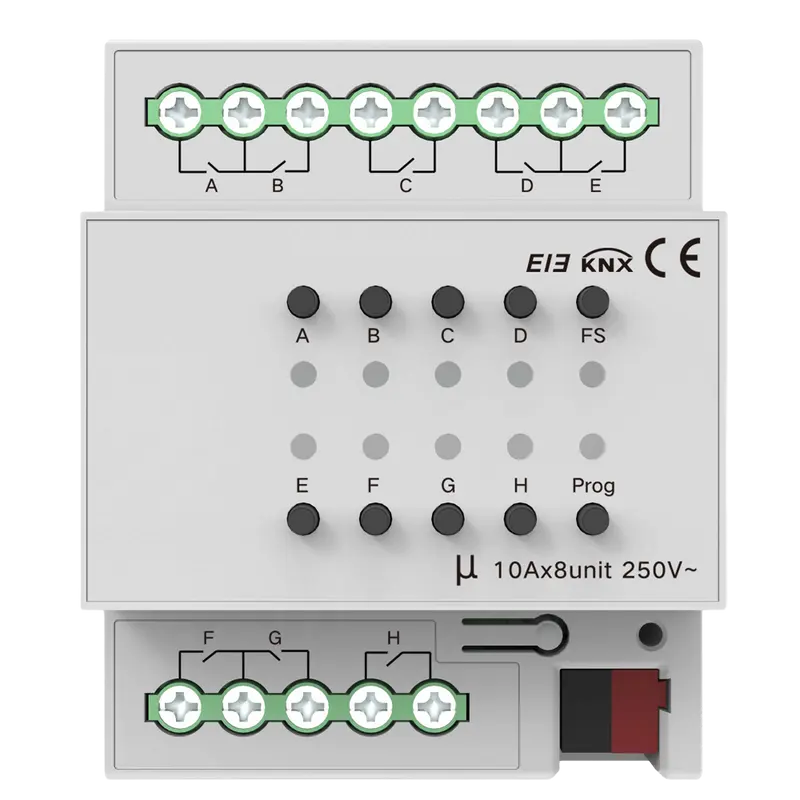 AKUVOX AK-KXAC-B1R8A10 - Relé inteligente de 8 líneas - KNX - Carga máxima 10 A por línea - Potencia máxima 2300 W por línea