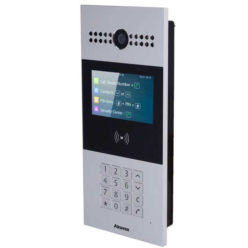 AKUVOX AK-R28A - Videoportero IP - Cámara 2 Mpx - Audio bidireccional - Apertura con tarjeta EM/MF y PIN - 3 relés - Apartamentos