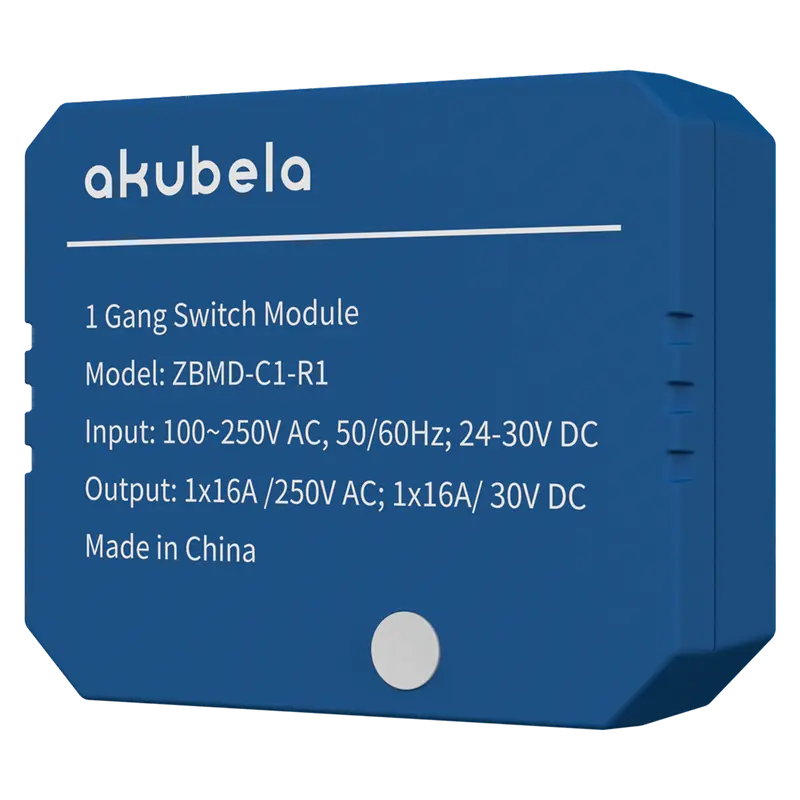 AKUVOX AK-ZBMD-C1-R1 - Relé inteligente de 1 línea - ZigBee 3.0 - Carga máxima 16 A - Alimentación 100-250 AC / 24-30 DC