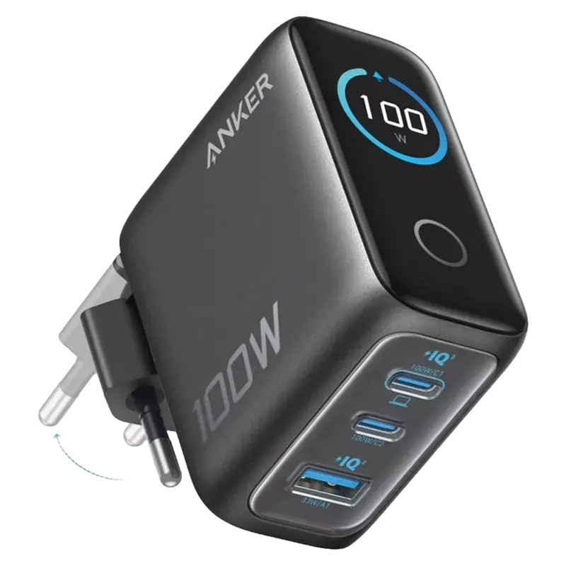 ANKER ANK-121-100W1A2C-G - Cargador USB - Potencia 100W - Con salida dual - Carga rápida - Tecnología GaN