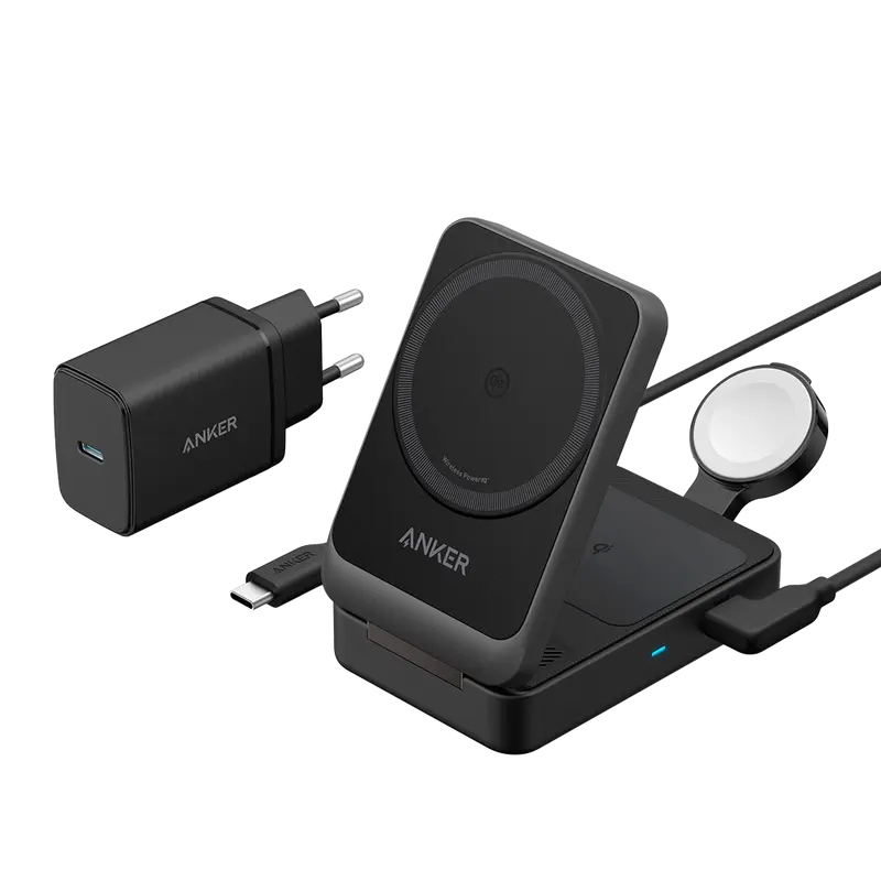 ANKER ANK-2557-3-IN-1-B - Cargador inalámbrico 3 en 1 Anker - Tecnología Magsafe - Carga rápida