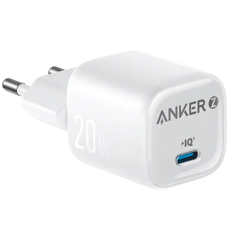 ANKER ANK-2699-20W1C-W - Cargador USB - Potencia 20W - Carga rápida - Salidas 1x USB-C - Color blanco - Tamaño pequeño y ligero