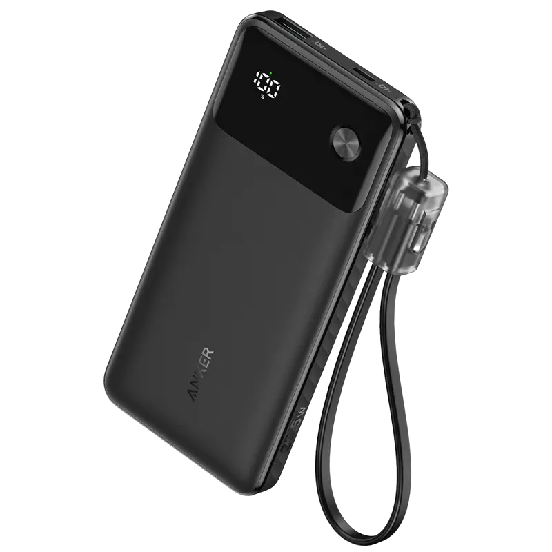 ANKER ANK-A1388-B - Anker Power bank con pantalla - Capacidad 10000mAh - Entradas USB-C - Salidas USB-A, 2x USB-C