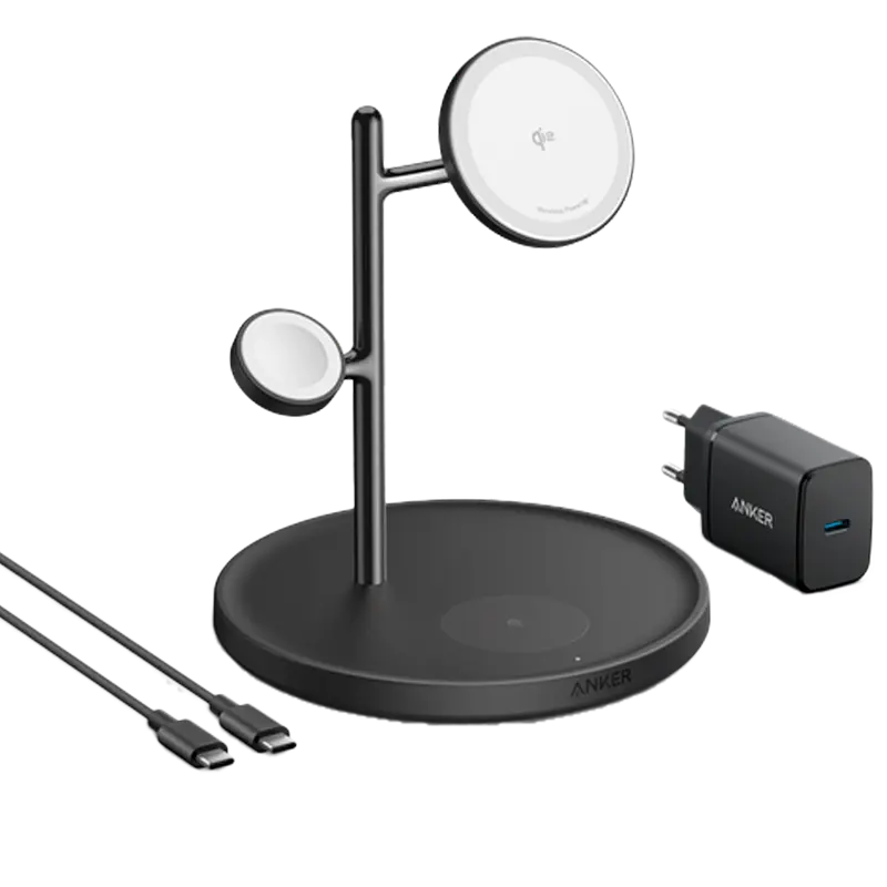 ANKER ANK-SWCHARGER-3-IN-1-B - Cargador inalámbrico 3 en 1 Anker - Tecnología MagGo - Carga rápida