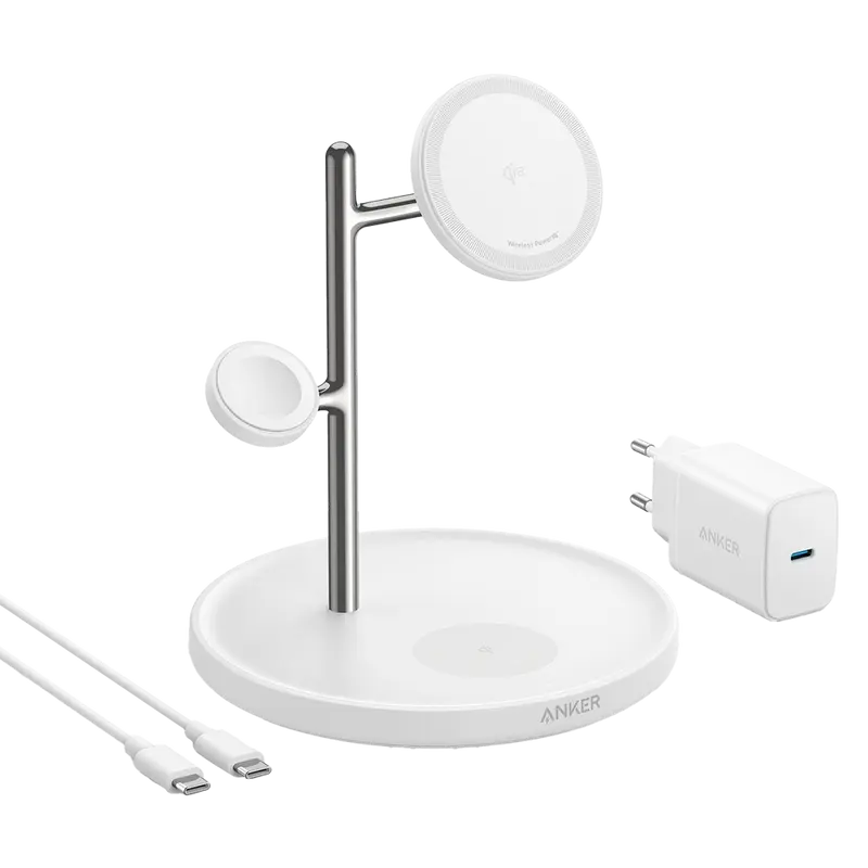 ANKER ANK-SWCHARGER-3-IN-1-W - Cargador inalámbrico 3 en 1 Anker - Tecnología MagGo - Carga rápida