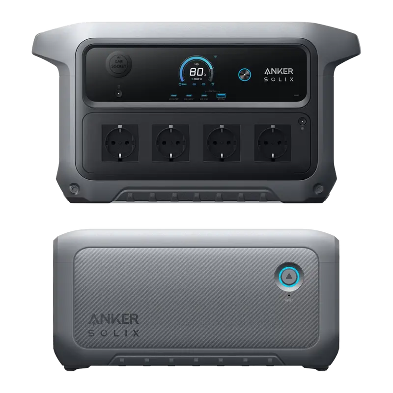 ANKER SOLIX ASOX-C2000-GEN2-1xBP2000 - Estación de energía portátil Anker Solix - Gran capacidad 4096Wh - Potencia 2400W - 4000W pico