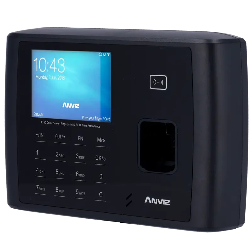 ANVIZ A350-BT-4G - Control de presencia - Huella, tarjeta EM/MF y PIN - 3.000 usuarios - 100.000 registros