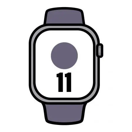Apple Watch Series 11/ GPS/ Cellular/ 42mm/ Plata/ Correa Deportiva Púrpura (M/L)