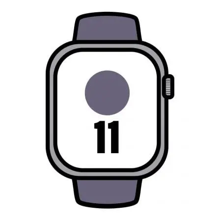 Apple Watch Series 11/ GPS/ Cellular/ 46mm/ Aluminio Plata/ Correa Deportiva Niebla Lila S/M