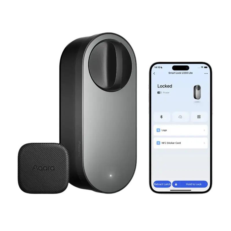 AQARA AQ-U200-LITE-KIT-B - Aqara Cerradura inteligente U200 Lite Gris - Desbloqueo exterior mediante tarjetas/tags NFC