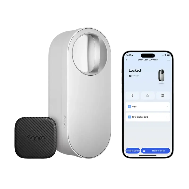 AQARA AQ-U200-LITE-KIT-W - Aqara Cerradura inteligente U200 Lite Plata - Desbloqueo exterior mediante tarjetas/tags NFC