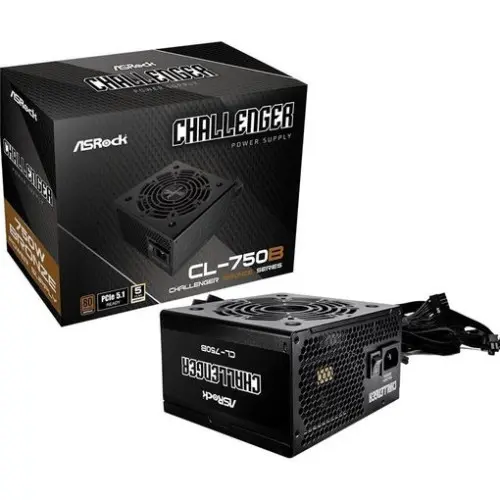 ASRock FUENTE ALIMENTACION ASROCK CL-750B,PSU,750W,80 PLUS BRONZE,120MM,ACTIVE PFC,PCI-E 5.1 (12+4pin)x1,PCI-E (6+2 pin)x4,SATA (5 pin)x4