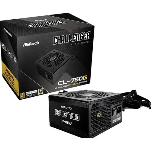 ASRock FUENTE ALIMENTACION ASROCK CL-750G,PSU,750W,80 PLUS GOLD,120MM,ACTIVE PFC,PCI-E 5.1 (12+4pin)x1,PCI-E (6+2 pin)x4,SATA (5 pin)x4