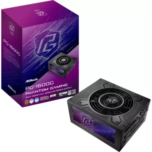 ASRock FUENTE ALIMENTACION ASROCK PG-1600G,PSU,1600W,80 PLUS GOLD,135MM,MODULAR,PCI-E 5.1 (12+4pin)x2,PCI-E (6+2 pin)x8,SATA (5 pin)x12