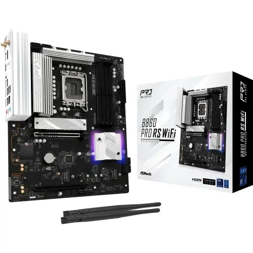 ASRock PLACA ASROCK B860 PRO RS WIFI,INTEL,1851,B860,4DDR5,256GB,1HDMI+1DP,4SATA3+2M.2,2.5GBLAN,WIFI6E+BT5.3,8USB3.2+2USB TYPE-C,ATX