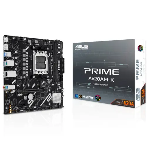 Asus PLACA ASUS PRIME A620AM-K,AMD,AM5,A620A,2DDR5,128GB,DP+HDMI,GBLAN,4SATA6+M.2,GBLAN,5USB3.2,MATX