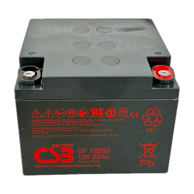 BLANCA BATT-1226-CSB - Batería CSB recargable - Tecnología Plomo-Ácido AGM - Tensión 12V - Capacidad 26Ah - Para respaldo o uso directo
