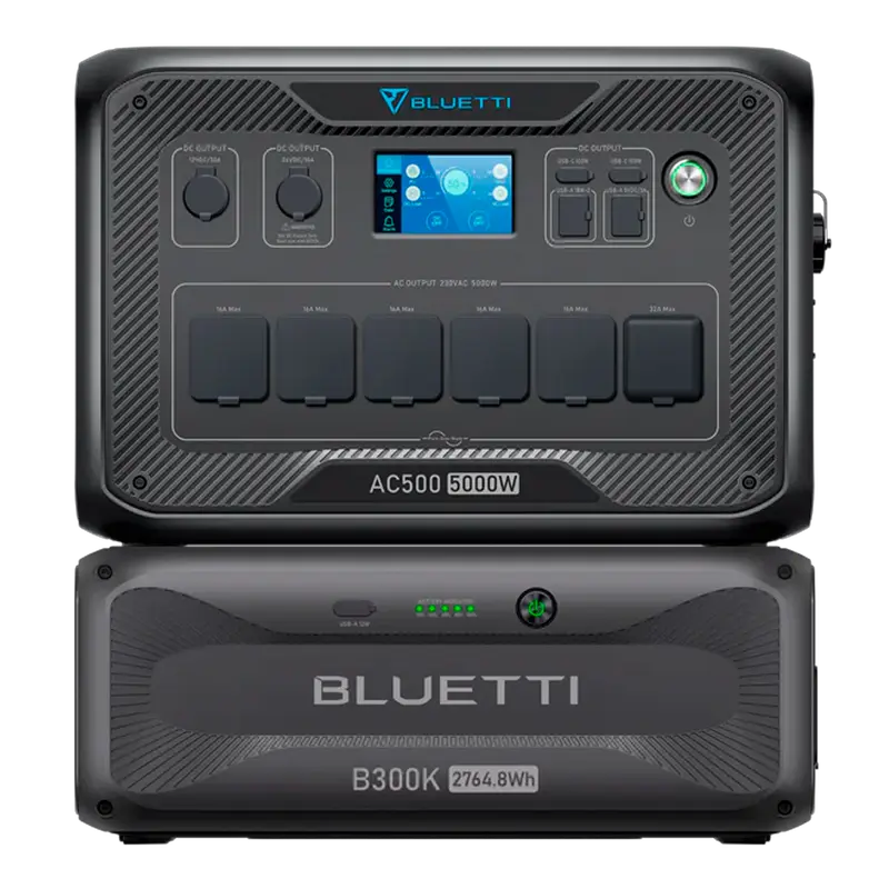 BLUETTI BL-AC500-1xB300K - Kit batería doméstica Bluetti - Capacidad 2765Wh - Potencia 5000W - Salidas y formas de recarga múltiples