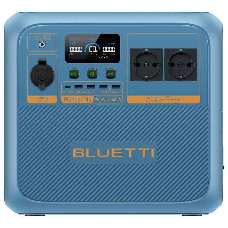 BLUETTI BL-PIOONER-NA - Estación de energía portátil de Sodio - Gran capacidad 900Wh - Potencia salida 1500W
