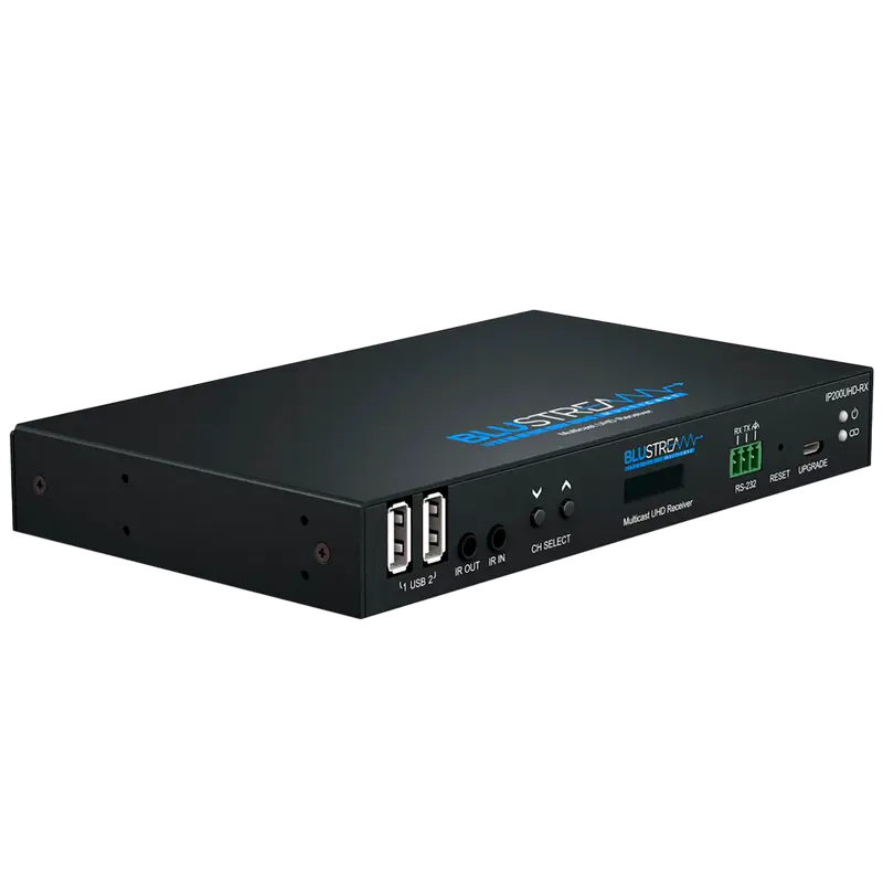 BLUSTREAM IP200UHD-RX - Receptor de video sobre IP - Resolución UHD - 1 entrada LAN (RJ45) - 1 salida HDMI - Función KVM