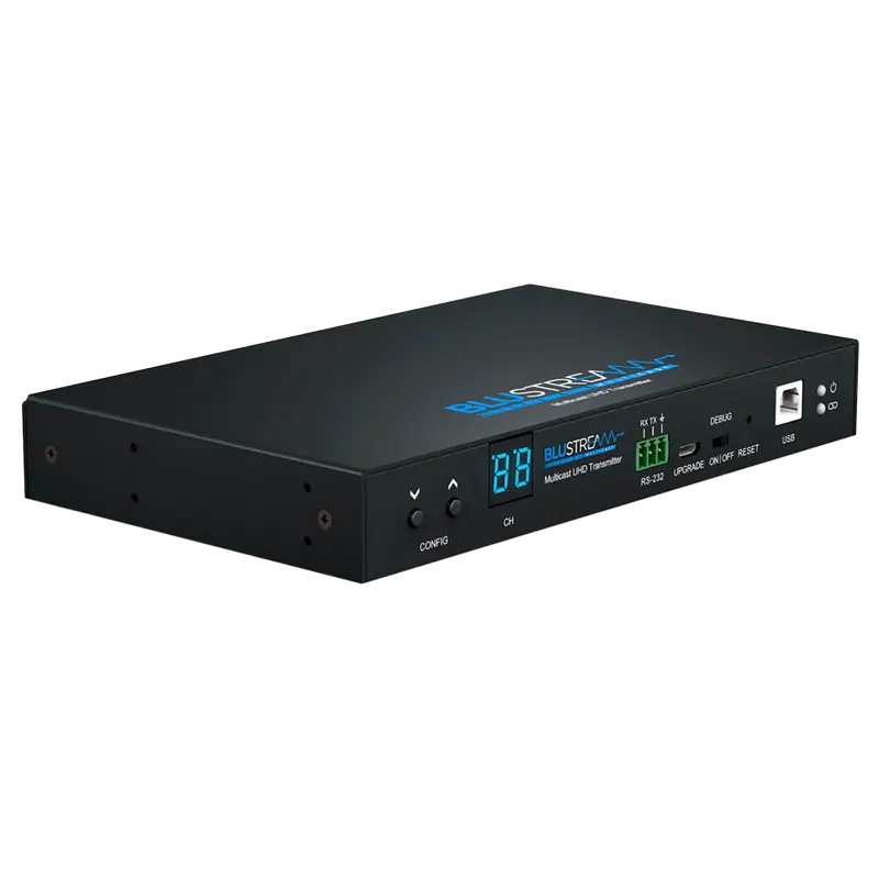 BLUSTREAM IP200UHD-TX - Transmisor de video sobre IP - Resolución UHD - 1 entrada HDMI - 1 salida LAN (RJ45) - Función KVM