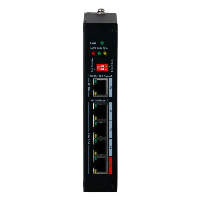 BRANDED PFT1500 - Extensor PoE. - Soporta estándares modernos IEEE 802.3af/at/bt. - Dispone de 5 puertos RJ45 (1 PoE IN / 4 PoE OUT).