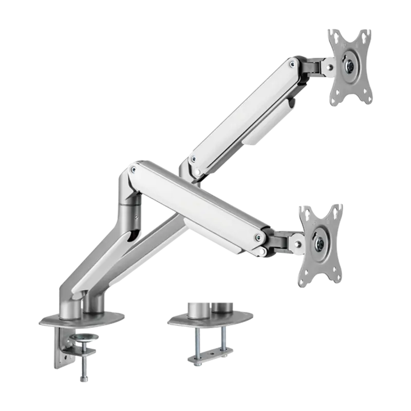 BRATECK LUMI LDT63-C024-SILVER - Brazo para dos monitores - Instalación en mesa - Peso soportado 9 Kg/Brazo
