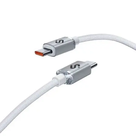 Cable USB 2.0 Tipo-C Subblim Optimus/ USB Tipo-C Macho - USB Tipo-C Macho/ Hasta 60W/ 480Mbps/ 2m/ Blanco