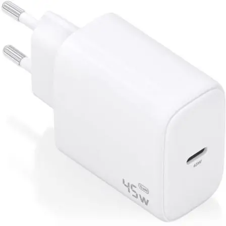 Cargador de Pared GaN Aisens A110-0969/ 1xUSB Tipo-C/ 45W/ Blanco