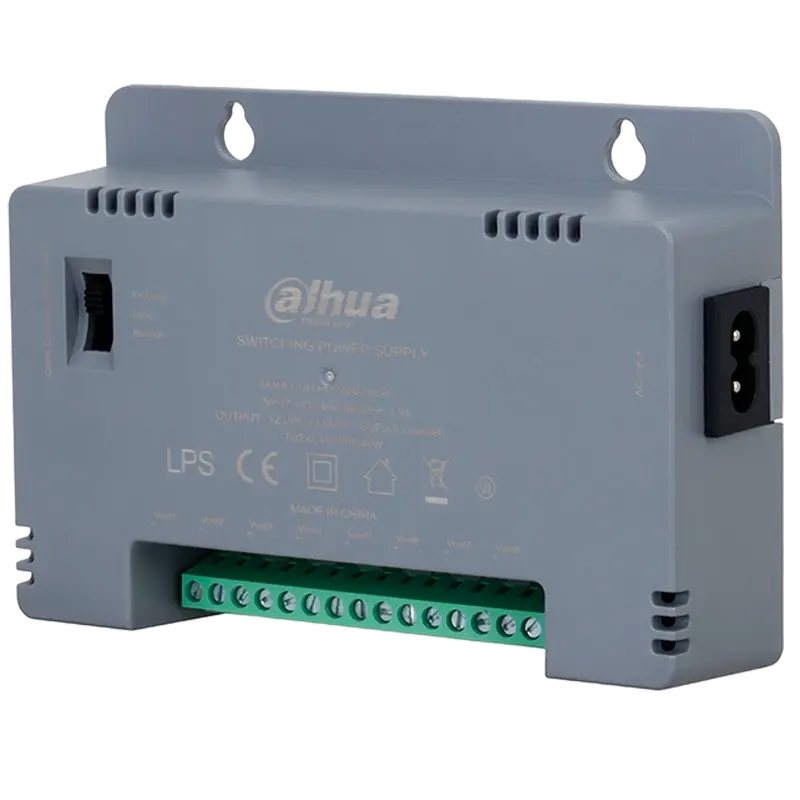 DAHUA PFM344D-8CH - Fuente de alimentación conmutada - Entrada AC 185-240V - 50/60Hz 1.5A - Potencia total 60W - 8 salidas