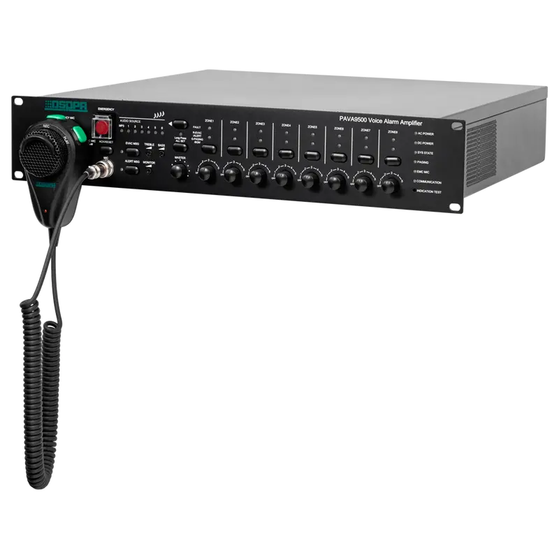DSPPA-PAVA9500 - Controlador evacuación por voz DSPPA - Sistema central PAVA9000 - 8 zonas - 500W - Amplificación redundante - 2 Mic