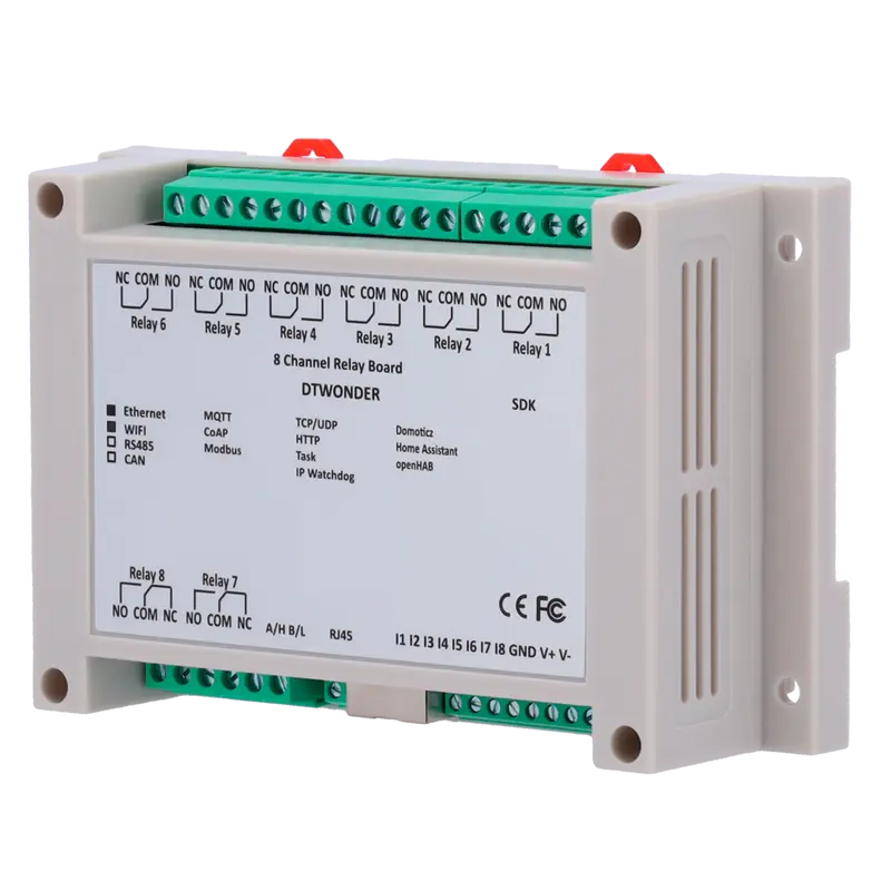 DTECH DT-R008P - Módulo de adquisición y control de datos - 8 entradas digitales - 8 salidas de relé (NO/NC)