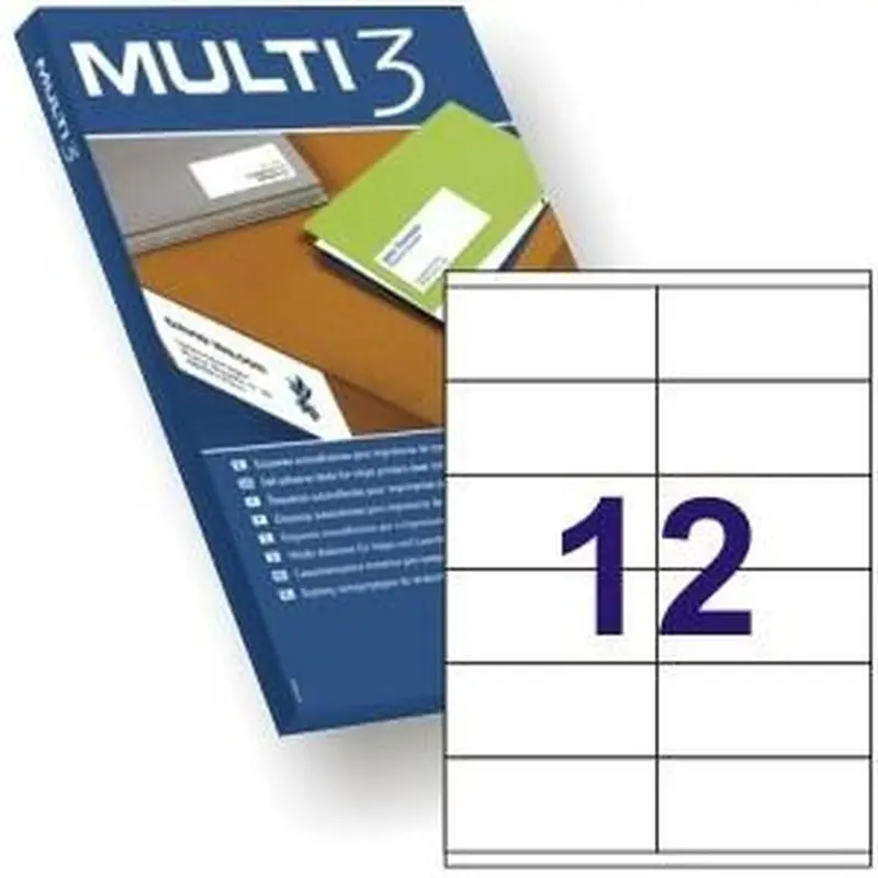 Etiquetas para Impresora MULTI 3 Blanco Recto 100 Hojas 105 x 48 mm