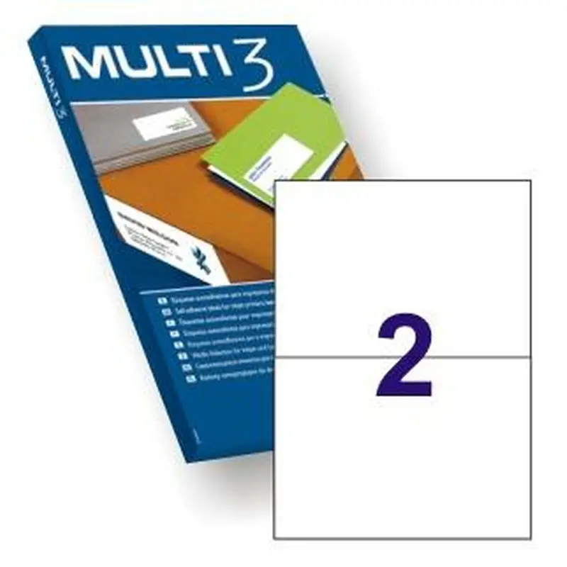 Etiquetas para Impresora MULTI 3 Blanco Recto 100 Hojas 500 Hojas 210 x 148 mm