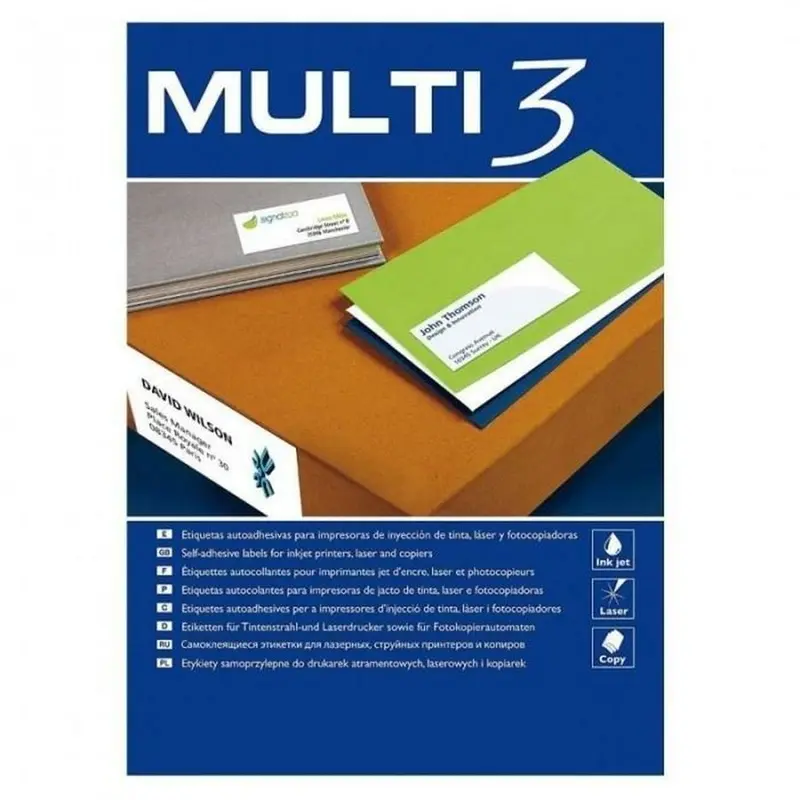 Etiquetas para Impresora MULTI 3 Blanco Recto 100 Hojas 70 x 25,4 mm