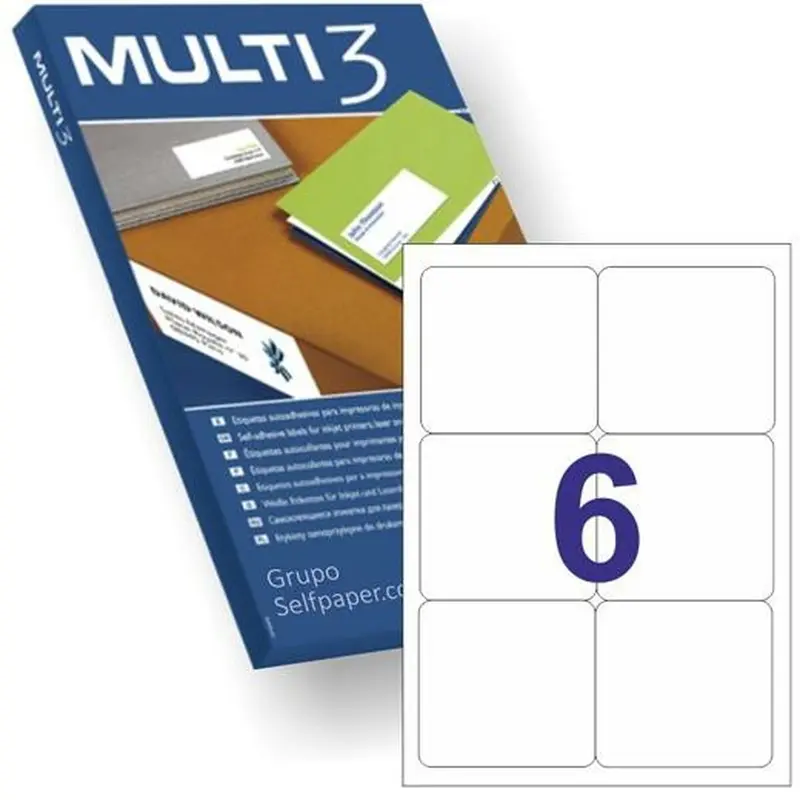 Etiquetas para Impresora MULTI 3 Blanco Redondeado 100 Hojas 99,1 x 93,1 mm