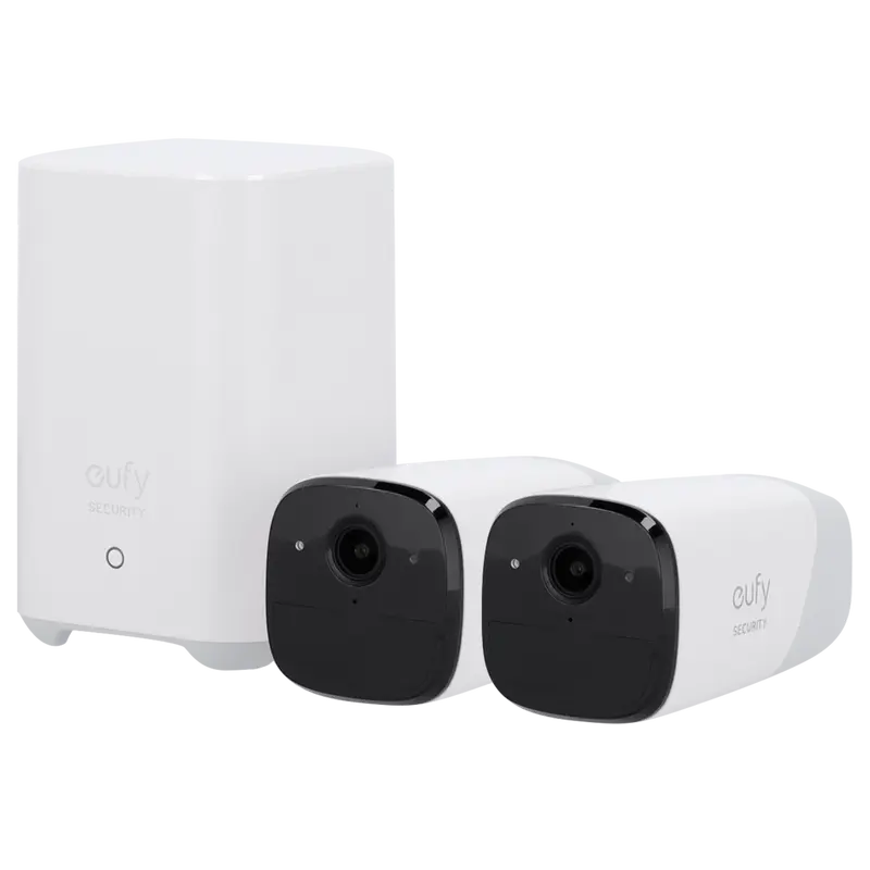 EUFY-CAM2PRO-S221 - Kit 2 Cámaras + 1 HomeBase Eufy by Anker - 2K / 13400 mAh / Sensor PIR + Humanos