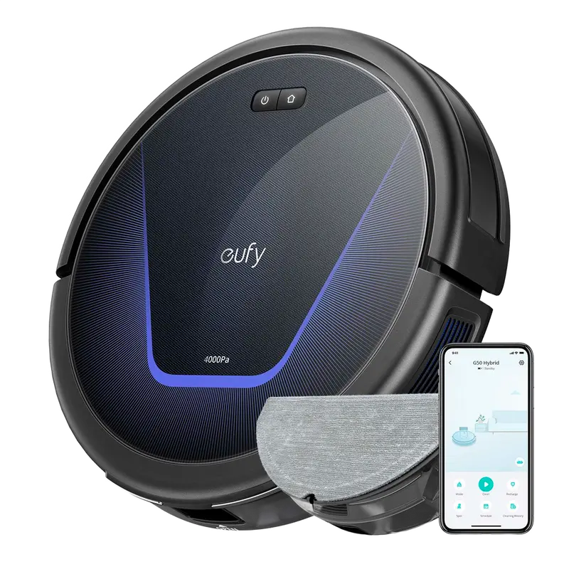 EUFY-ROBOVAC-G50-HYBRID - Robot Aspirador Eufy by Anker - Potencia máxima de 4000 Pa - Capacidad del depósito 400 ml Polvo, 200 ml Agua