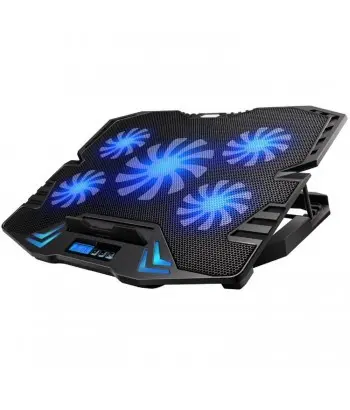 EWENT BASE DE REFRIGERACION PARA PORTATILES HASTA 17" CON 5 VENTILADORES SILENCIOSO + 2 PUERTOS USB + 5 VELOCIDADES DEL VENTILADOR Y 2