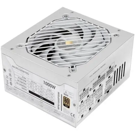 Fuente de Alimentación Mars Gaming MPB1000PSI/ 1000W/ Ventilador 14cm/ 80 Plus Gold/ Blanca