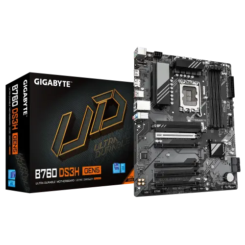 GIGABYTE B760 DS3H GEN5 Placa Base – Compatible con procesadores Intel Core 14ª generación, VRM digital de 8+2+1 fases, hasta 5600 MHz