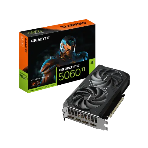 GIGABYTE GeForce RTX 5060 Ti WINDFORCE MAX OC 8G Tarjeta Gráfica – 8 GB GDDR7, 128 bits, PCI-E 5.0, 2587 MHz Frecuencia del núcleo, 3 x