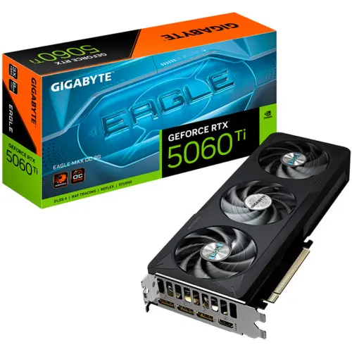 GIGABYTE GeForce RTX 5060 Ti WINDFORCE MAX OC 8G Tarjeta Gráfica – 8 GB GDDR7, 128 bits, PCI-E 5.0, 2617MHz Frecuencia del núcleo, 3 x