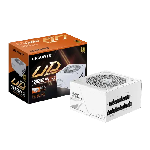 GIGABYTE UD1000GM PG5 V2 ICE Fuente de Alimentación – PCIe Gen 5.1, 80 PLUS Gold, Diseño completamente modular, Ventilador de 120 mm