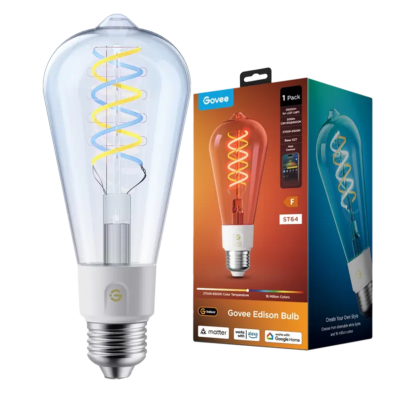 GOVEE GV-BULB-R14C0-EDISON-E27-ST64 - Bombilla inteligente Edison ST64 E27 Govee - Wi-Fi 2.4 GHz + Bluetooth
